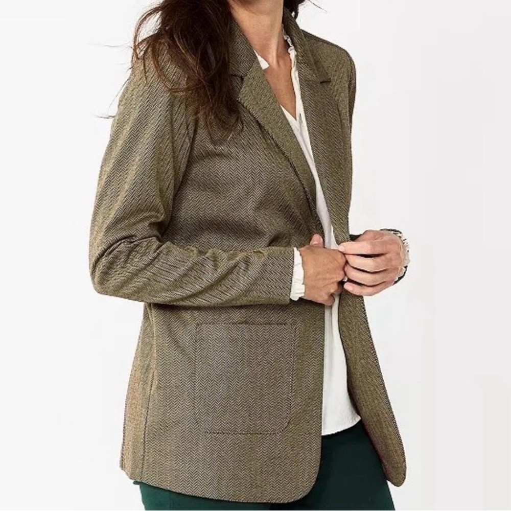 Women's Croft & Barrow Comfort Stretch Blazer - Brown Herringbone - Petite Large